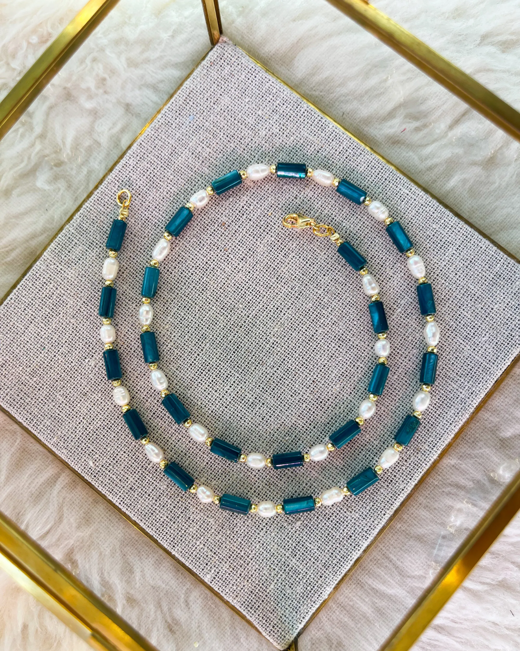 Blue Shell Pearl Necklace