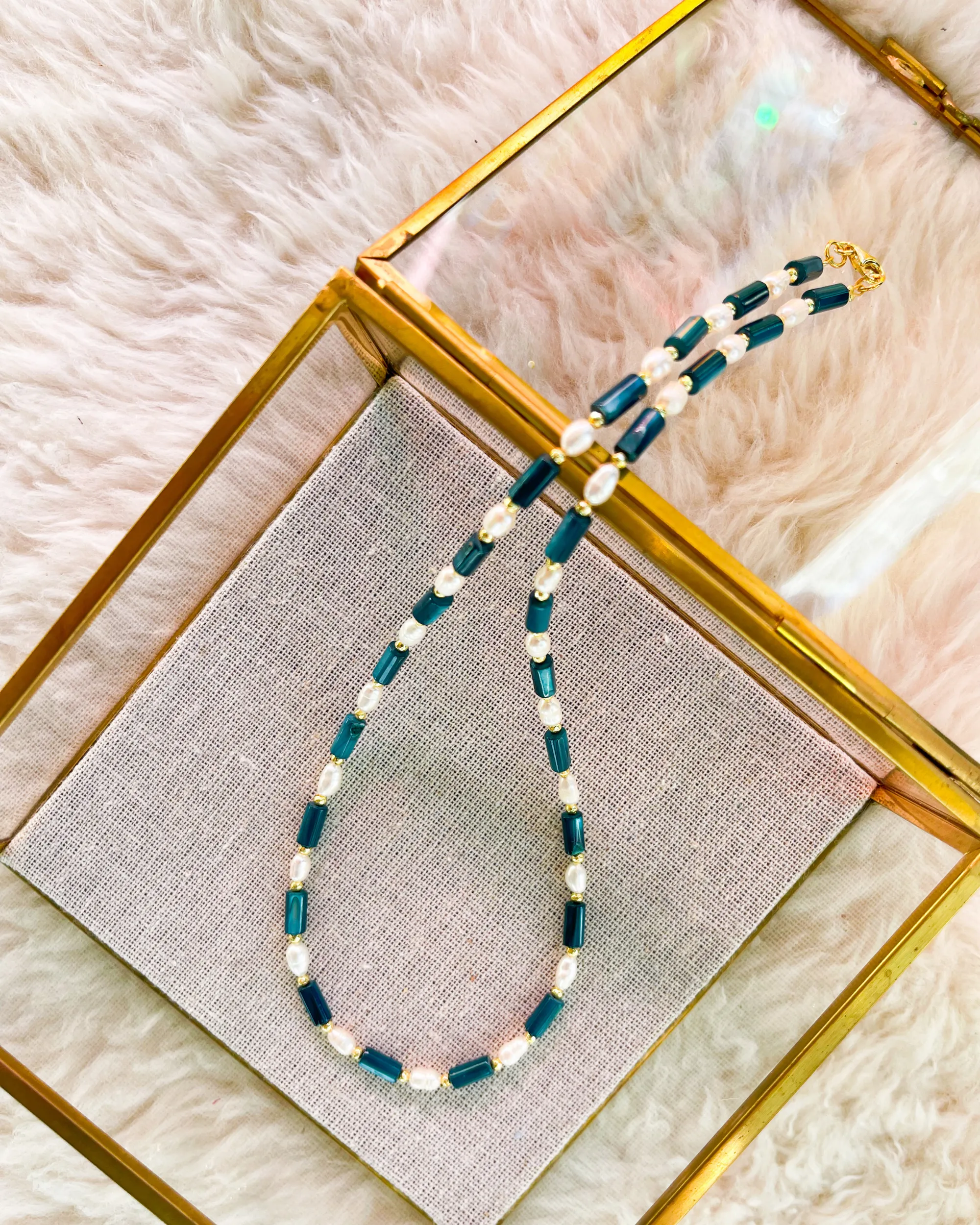 Blue Shell Pearl Necklace