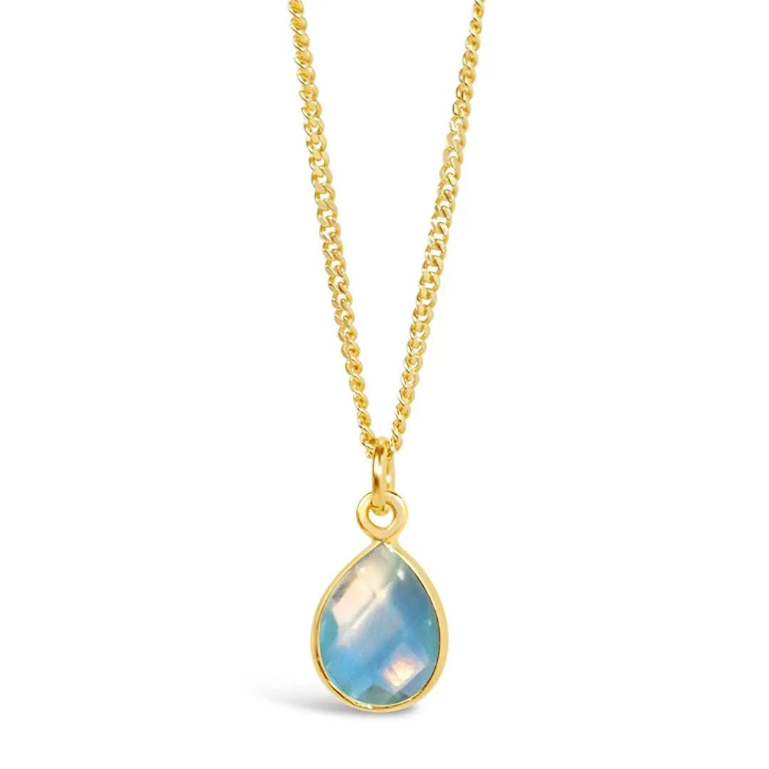 Blue Topaz Charm Necklace | Gold - December