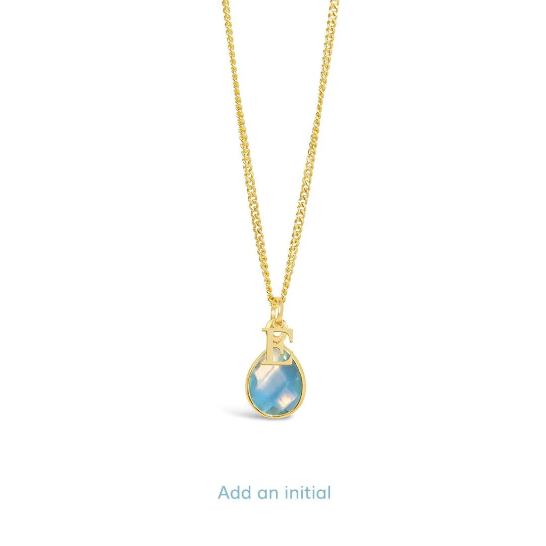 Blue Topaz Charm Necklace | Gold - December