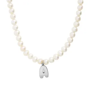 Bubble Initial Pearl Necklace