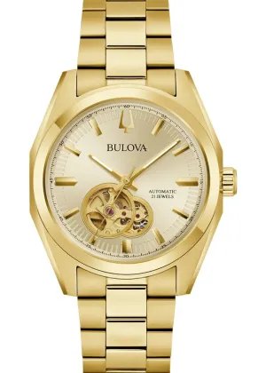 BULOVA GENTS CLASSIC SURVEYOR AUTOMATIC GOLD BRACELET 97A182