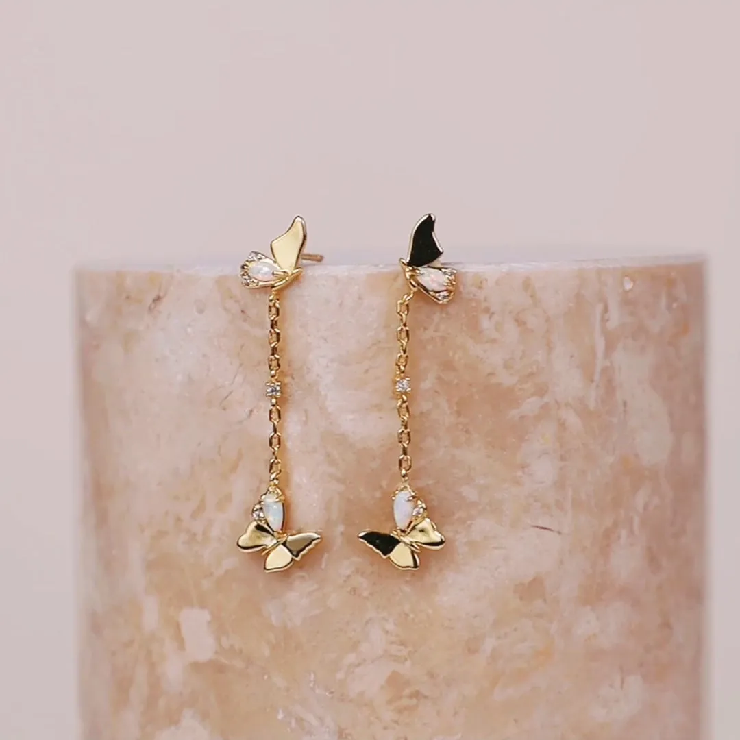 Butterfly Opal Gold Earrings