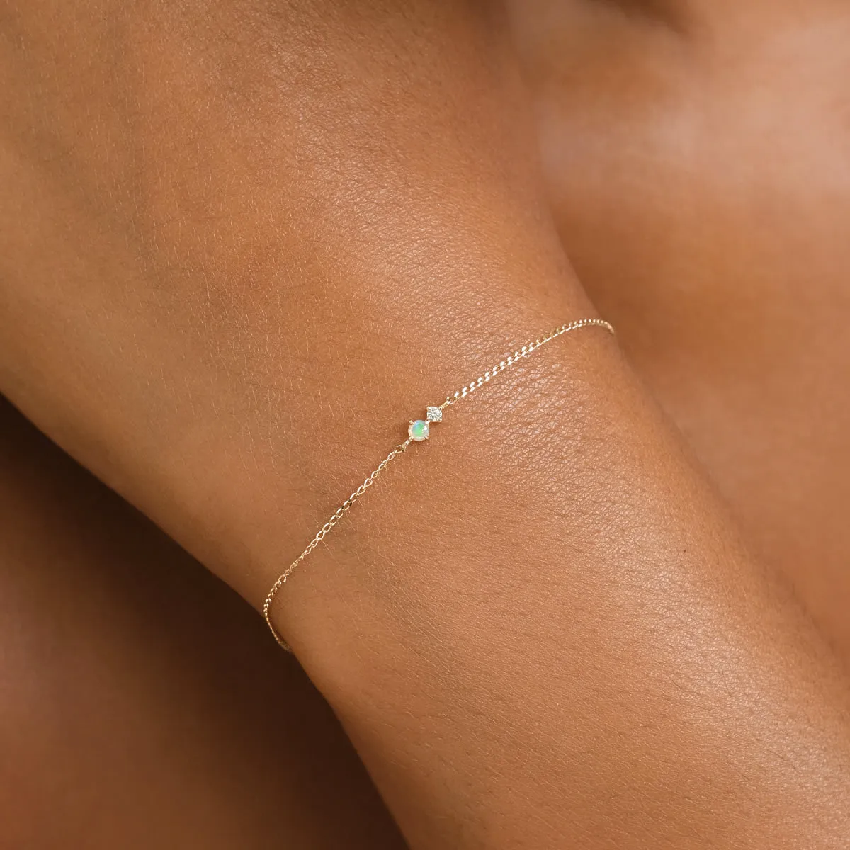 By Charlotte 14k Gold October Opal Birthstone Bracelet