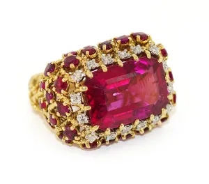 Cartier 18kt Rubellite, Diamond, and Burmese Ruby Cocktail Ring