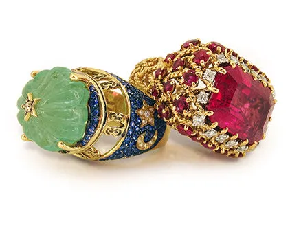 Cartier 18kt Rubellite, Diamond, and Burmese Ruby Cocktail Ring