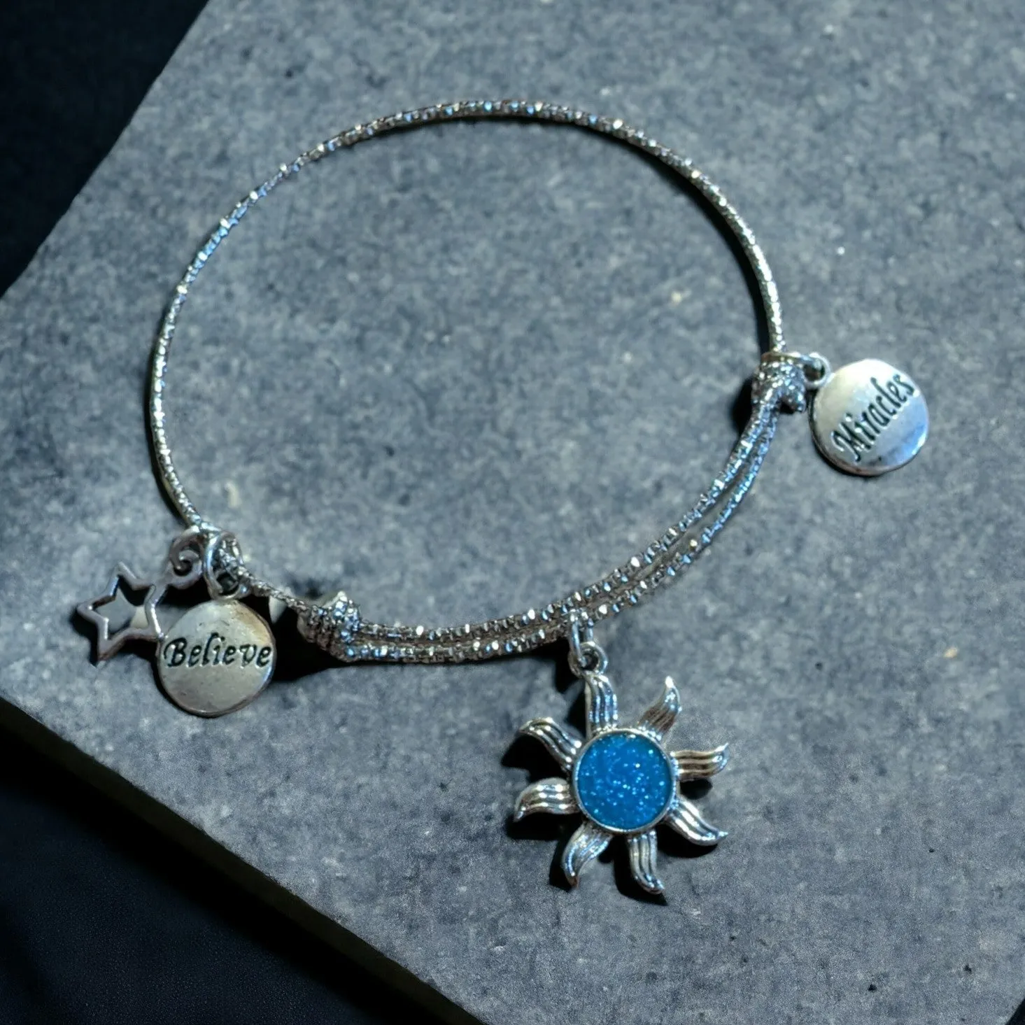 Celestial Sun Believe Miracles bangle bracelet