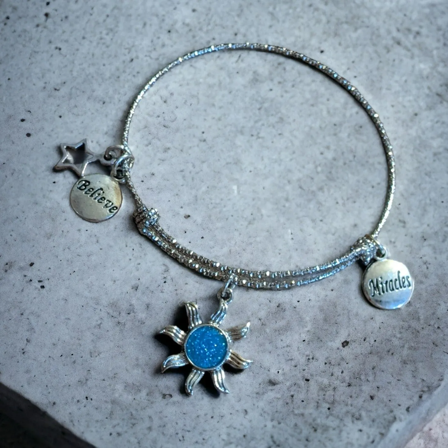 Celestial Sun Believe Miracles bangle bracelet