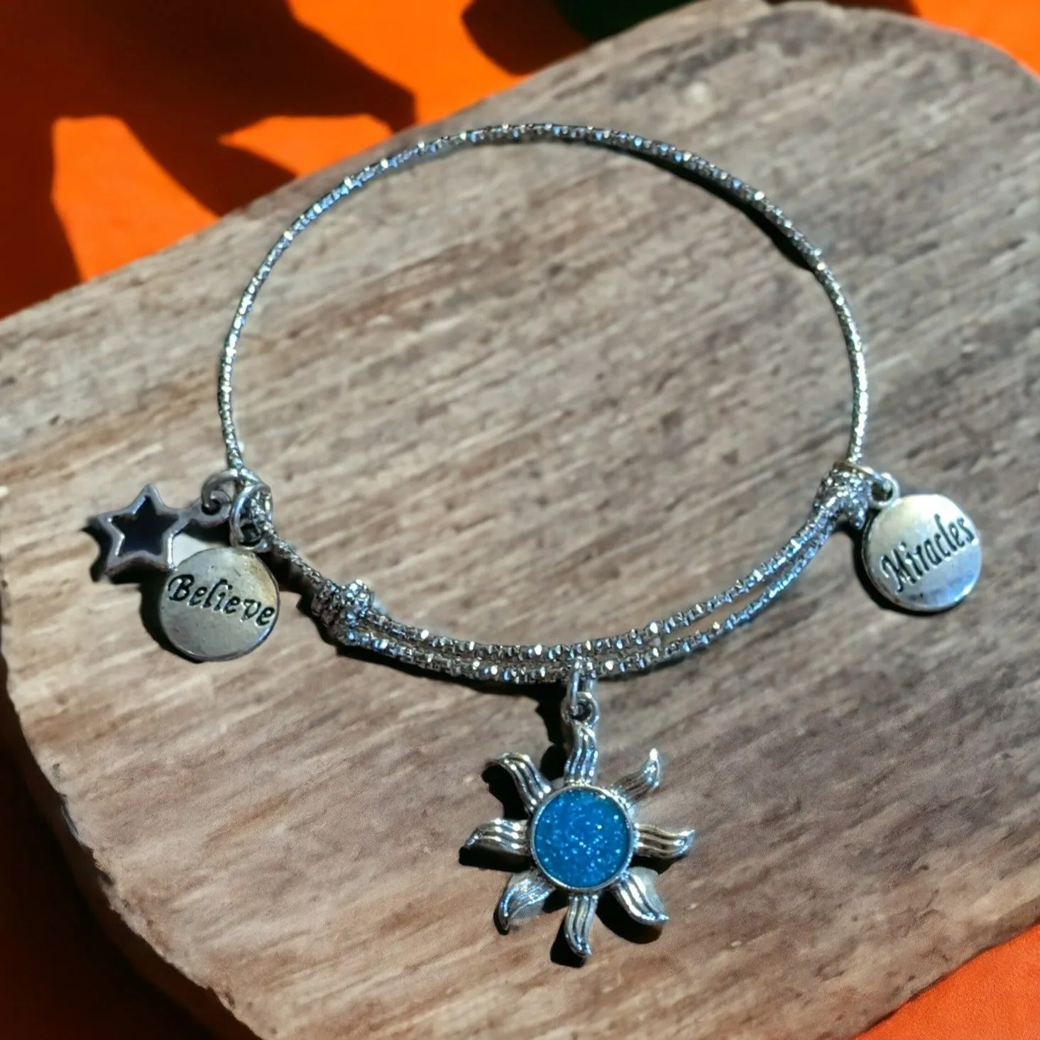 Celestial Sun Believe Miracles bangle bracelet