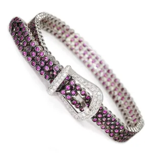 Certified Pink & Purple Sapphire Belt Buckle Bracelet with Diamonds