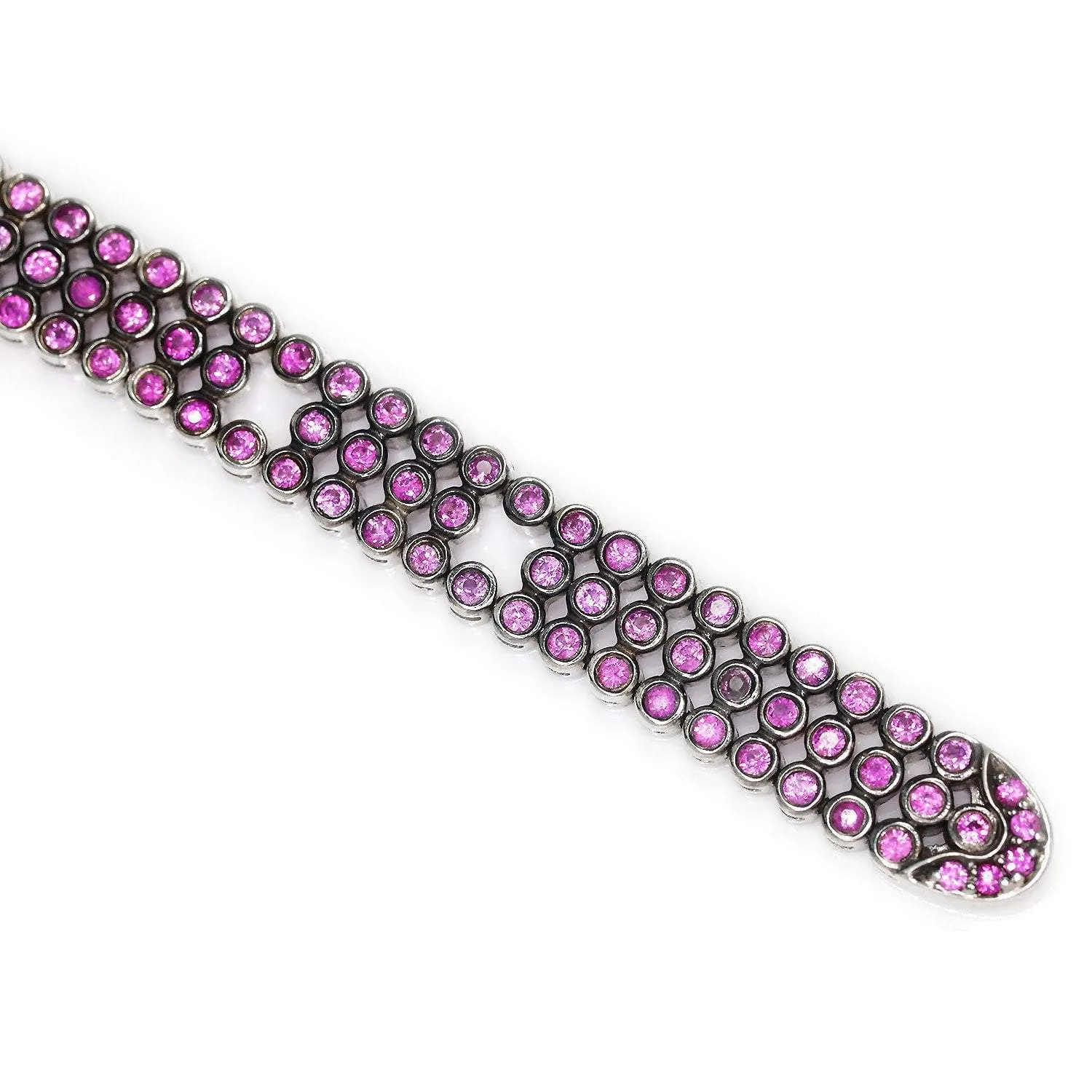 Certified Pink & Purple Sapphire Belt Buckle Bracelet with Diamonds