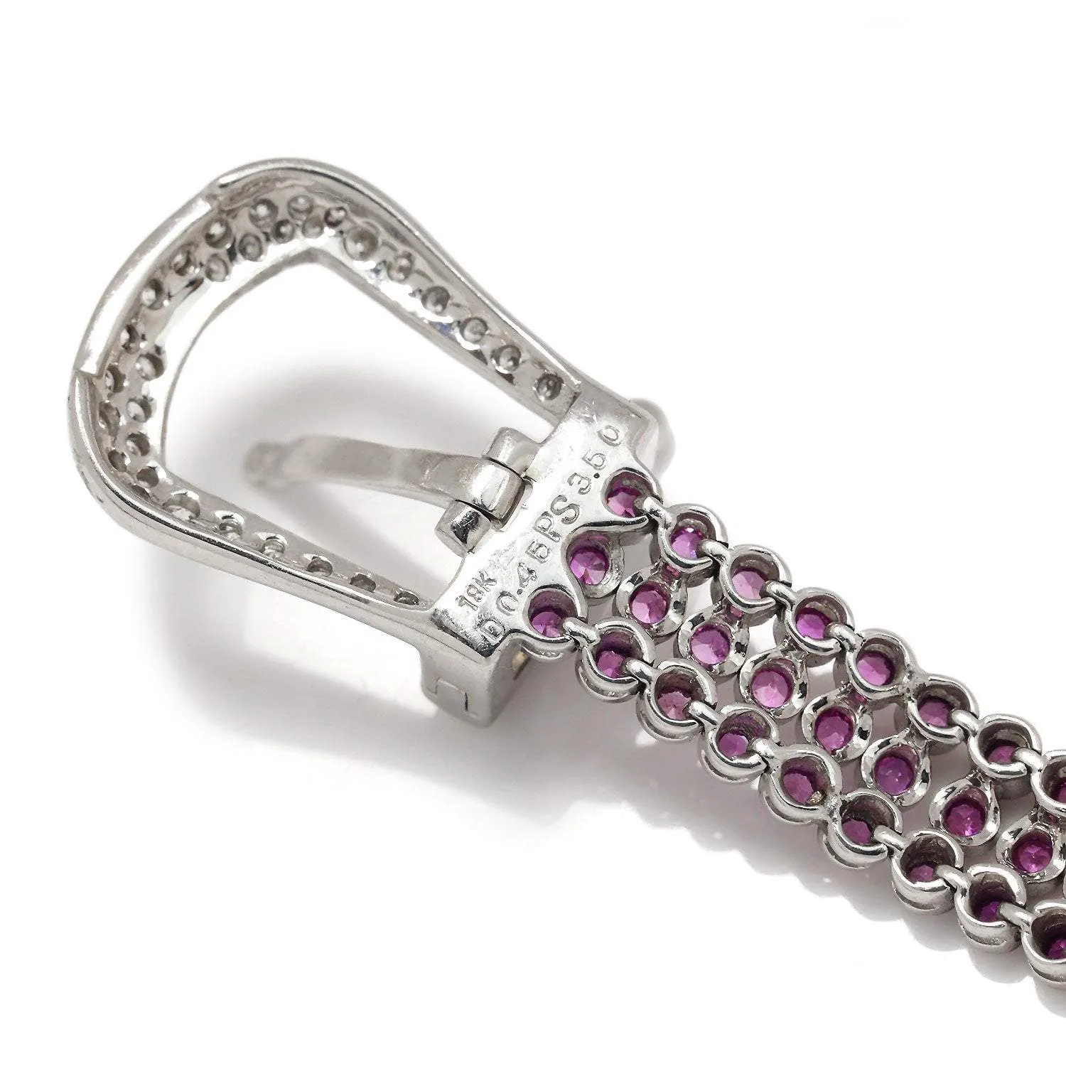 Certified Pink & Purple Sapphire Belt Buckle Bracelet with Diamonds