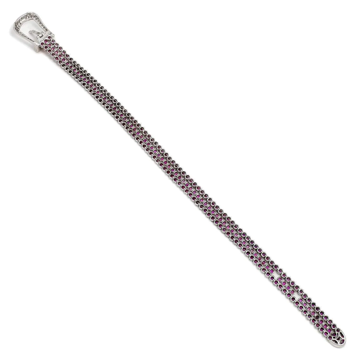 Certified Pink & Purple Sapphire Belt Buckle Bracelet with Diamonds