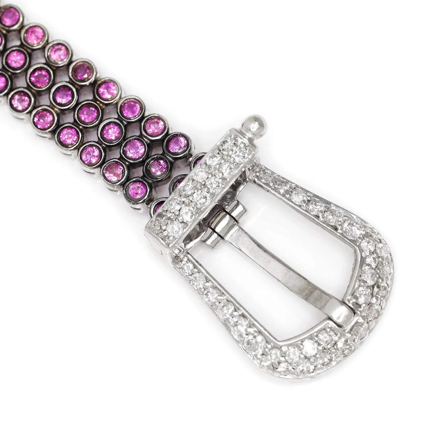 Certified Pink & Purple Sapphire Belt Buckle Bracelet with Diamonds