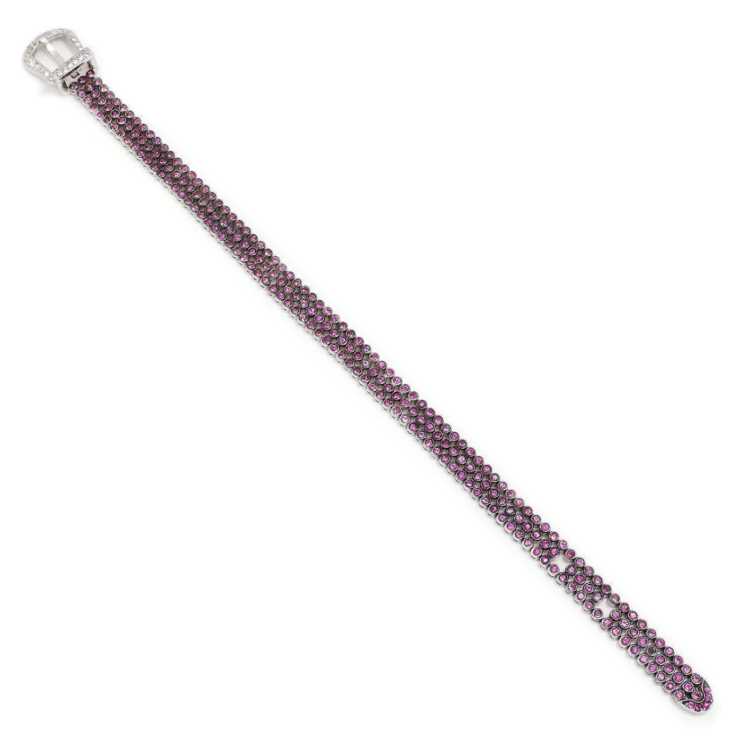 Certified Pink & Purple Sapphire Belt Buckle Bracelet with Diamonds