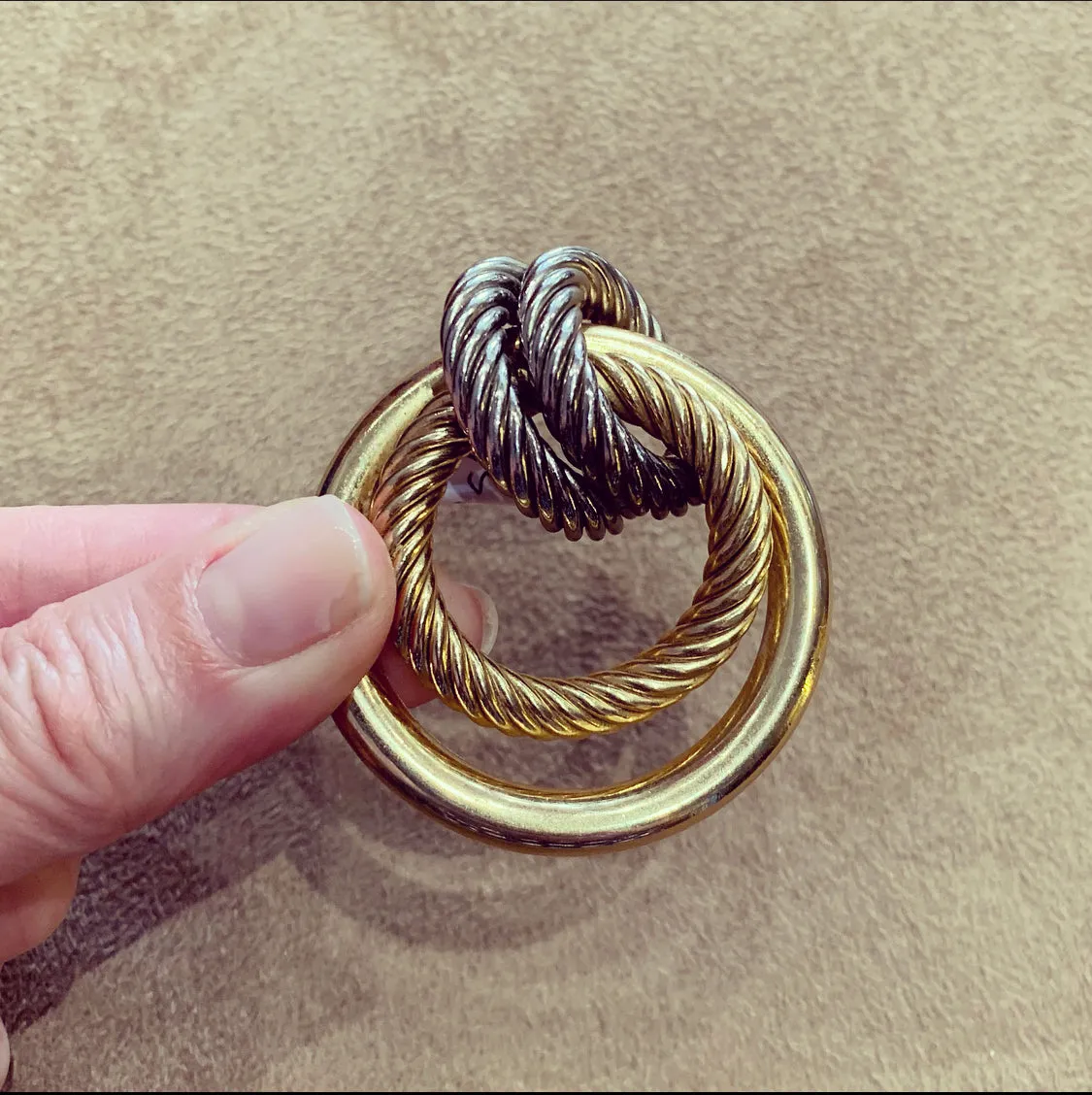 Christian Dior Germany 1970 Round Rope twist  Doorknocker Vintage Brooch