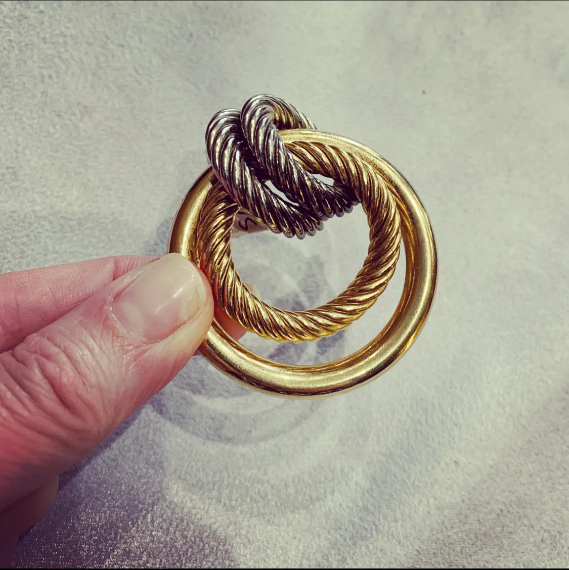 Christian Dior Germany 1970 Round Rope twist  Doorknocker Vintage Brooch