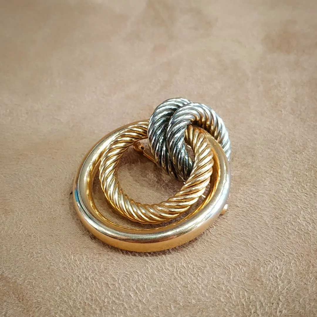 Christian Dior Germany 1970 Round Rope twist  Doorknocker Vintage Brooch