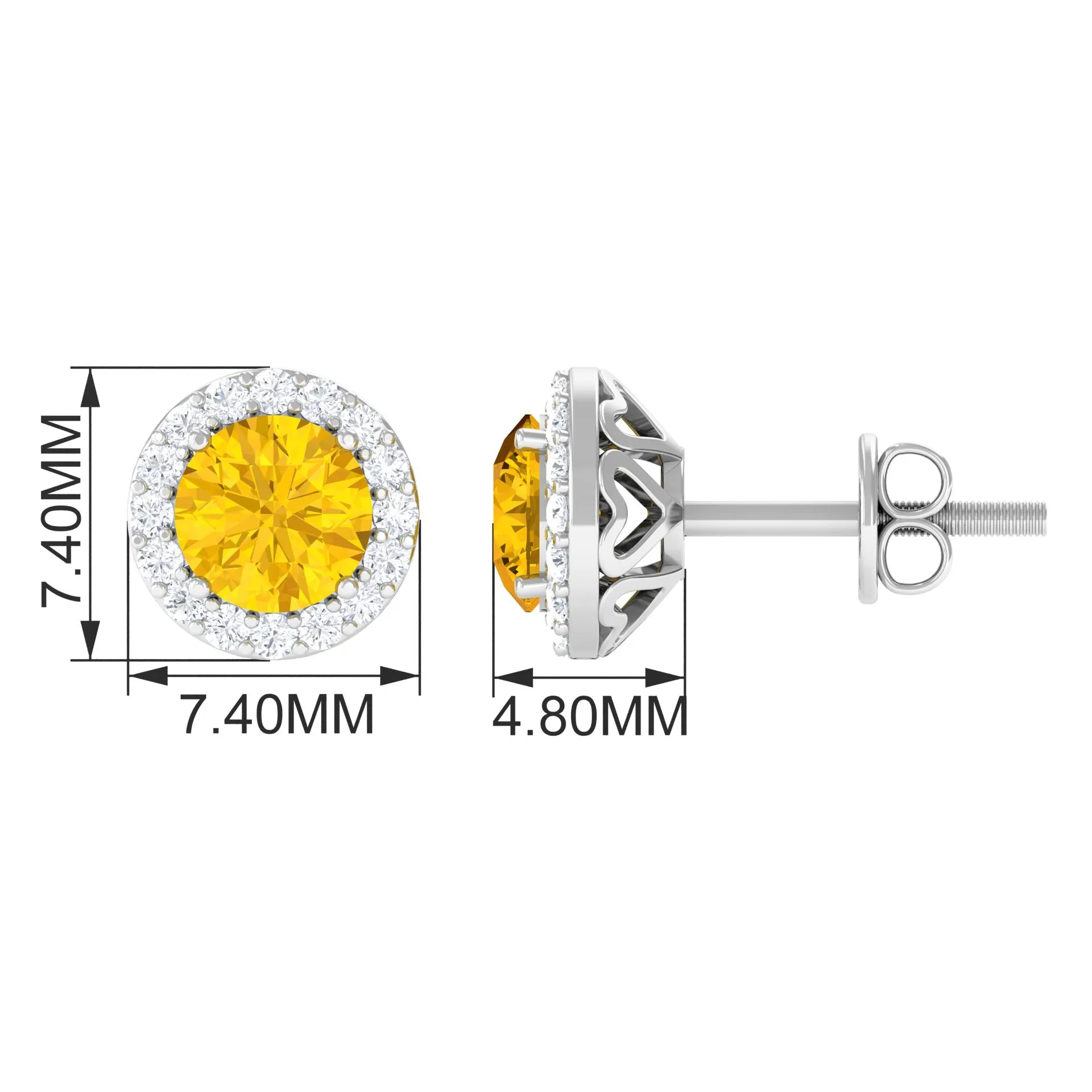 Classic Yellow Sapphire Stud Earrings with Diamond Halo