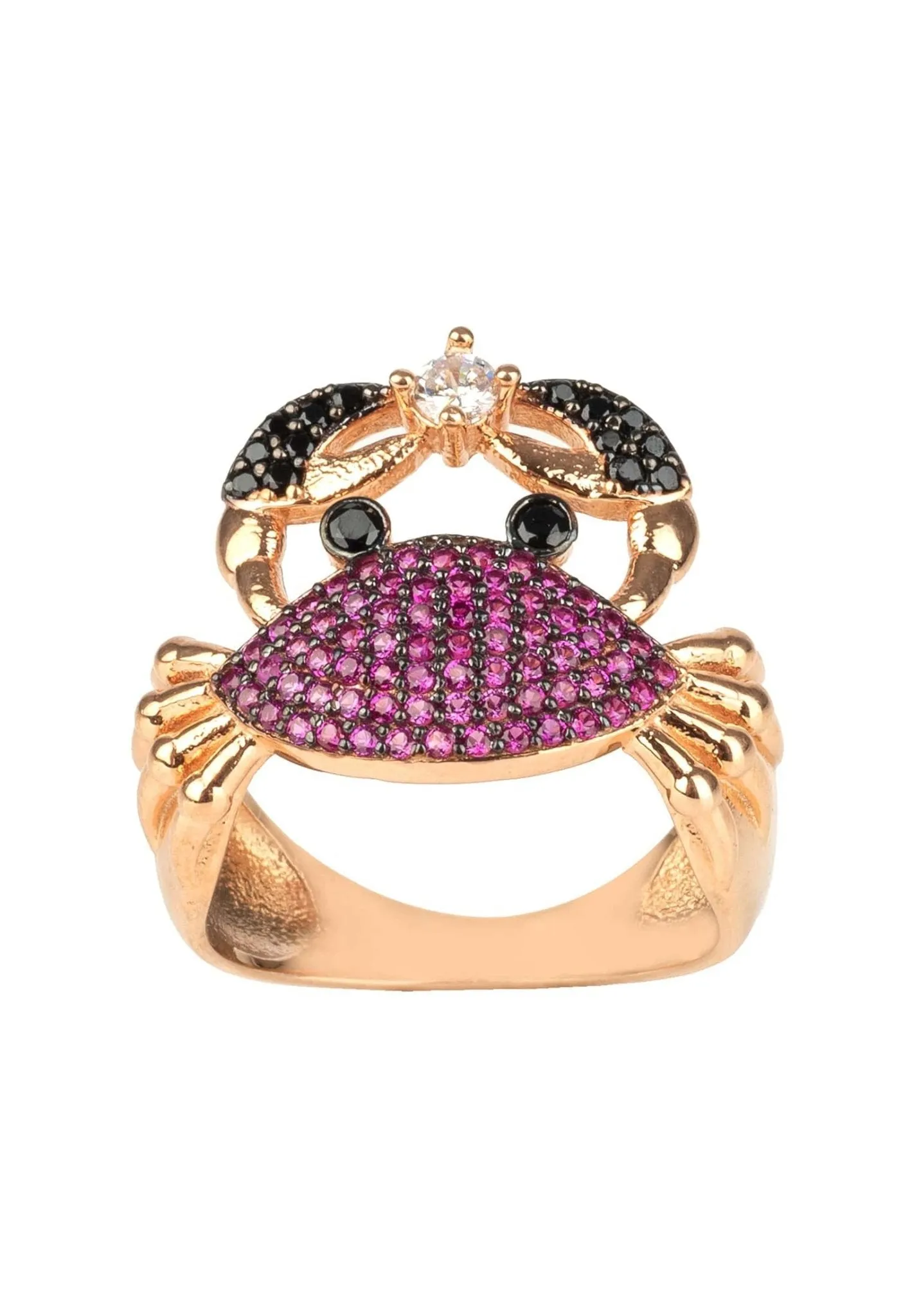 Crab Cocktail Ring Ruby Pink Rosegold