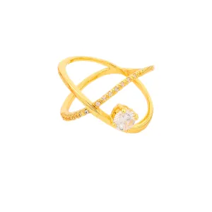 Criss Cross Band with Solitaire Ring