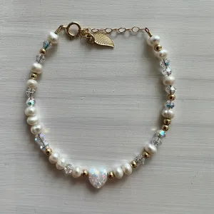 Crystal Pearl Heart Bracelet