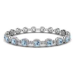 Cushion Shape 8.5 Carat Aquamarine Featuring Diamond Halo Bracelet BRHACCA