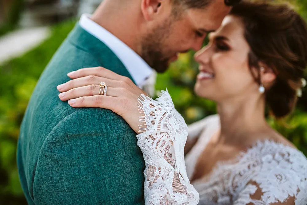 CUSTOM EMERALD CUT DIAMOND ENGAGEMENT RING & ETERNITY BAND