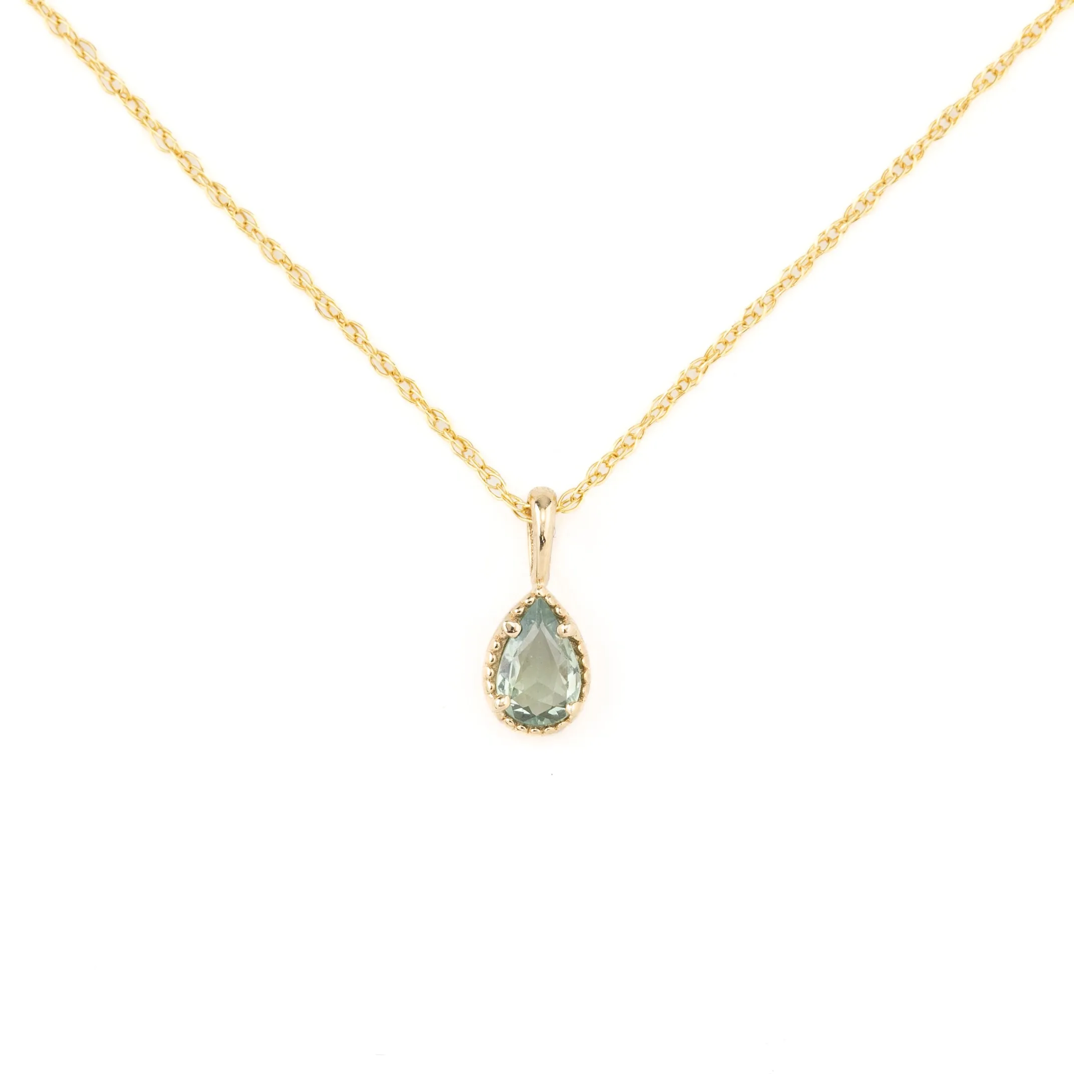 Dahlia Sapphire Pear Solitaire Necklace