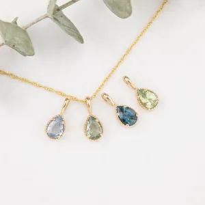 Dahlia Sapphire Pear Solitaire Necklace