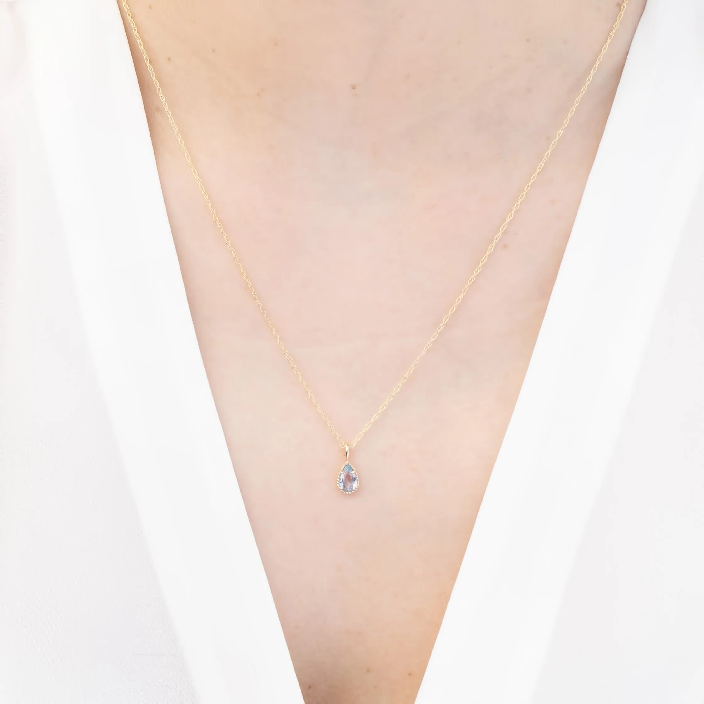 Dahlia Sapphire Pear Solitaire Necklace