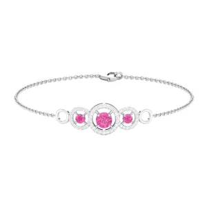 Designer Pink Sapphire and Diamond Three Stone Bracelet