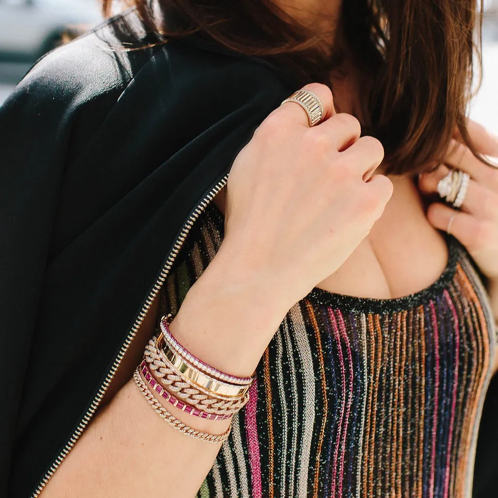 Diamond & Gemstone 3 Sided Bangle