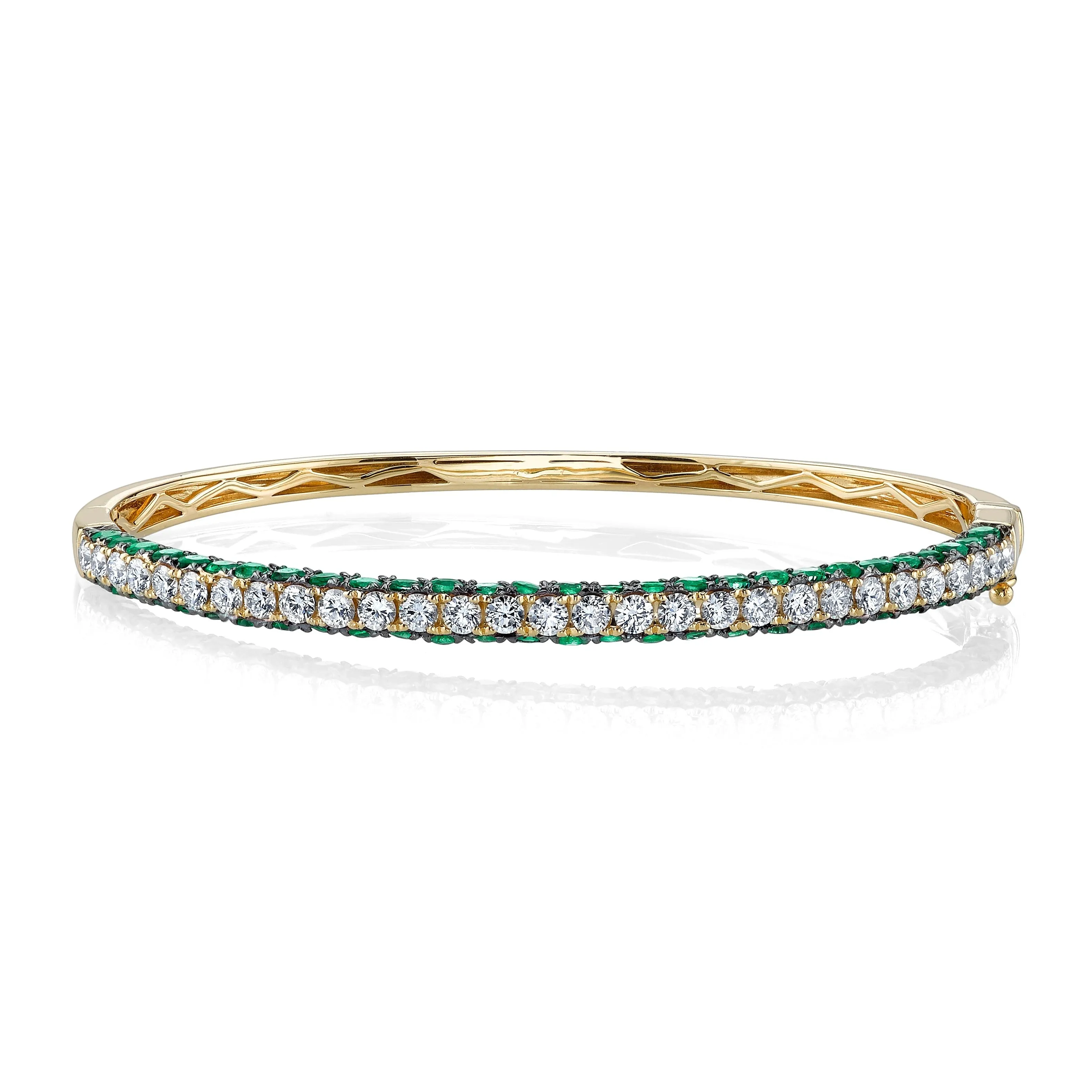 Diamond & Gemstone 3 Sided Bangle