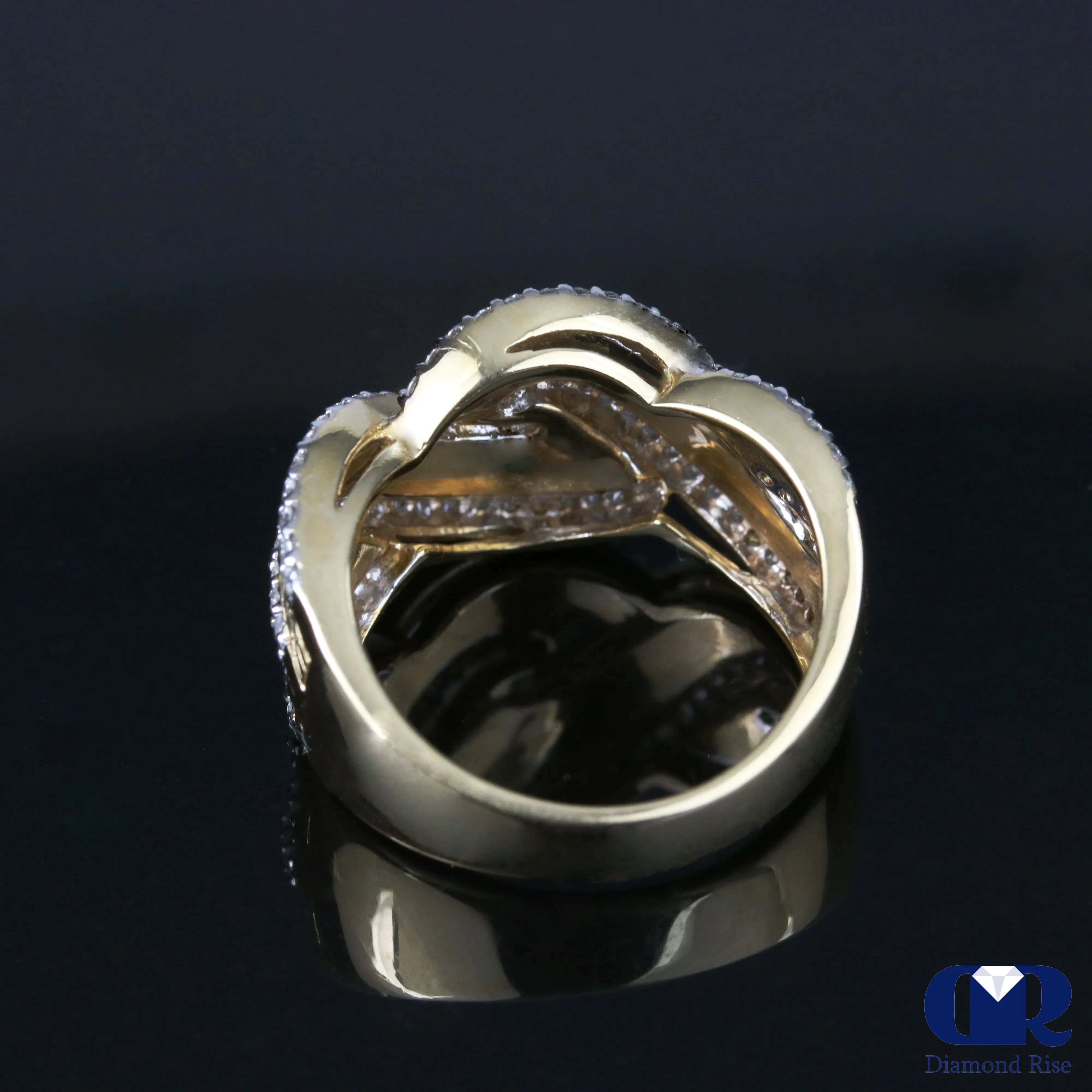 Diamond Anniversary Ring Hammer Wave Style In 14K Gold