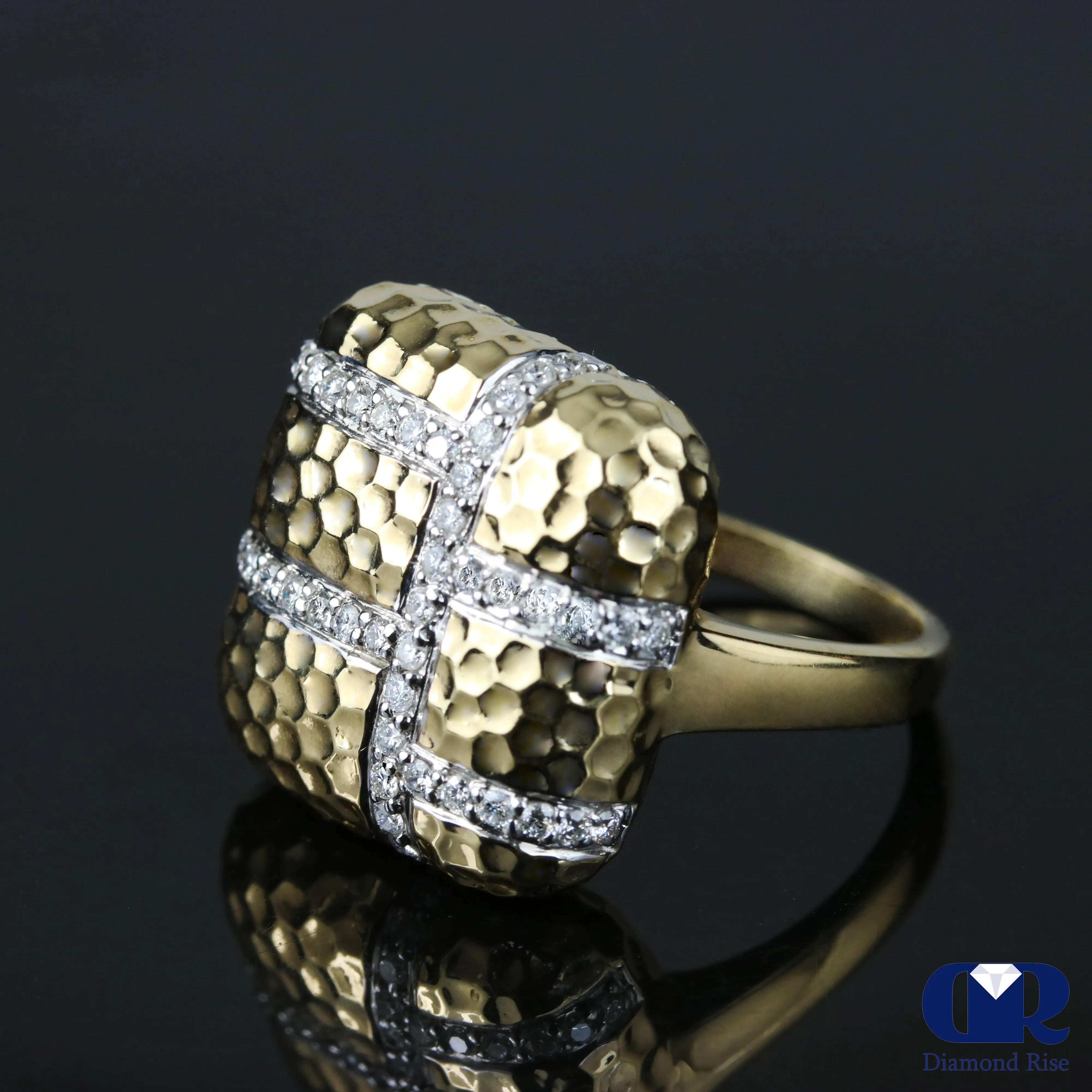 Diamond Cocktail Ring Maze Style In 14K Gold