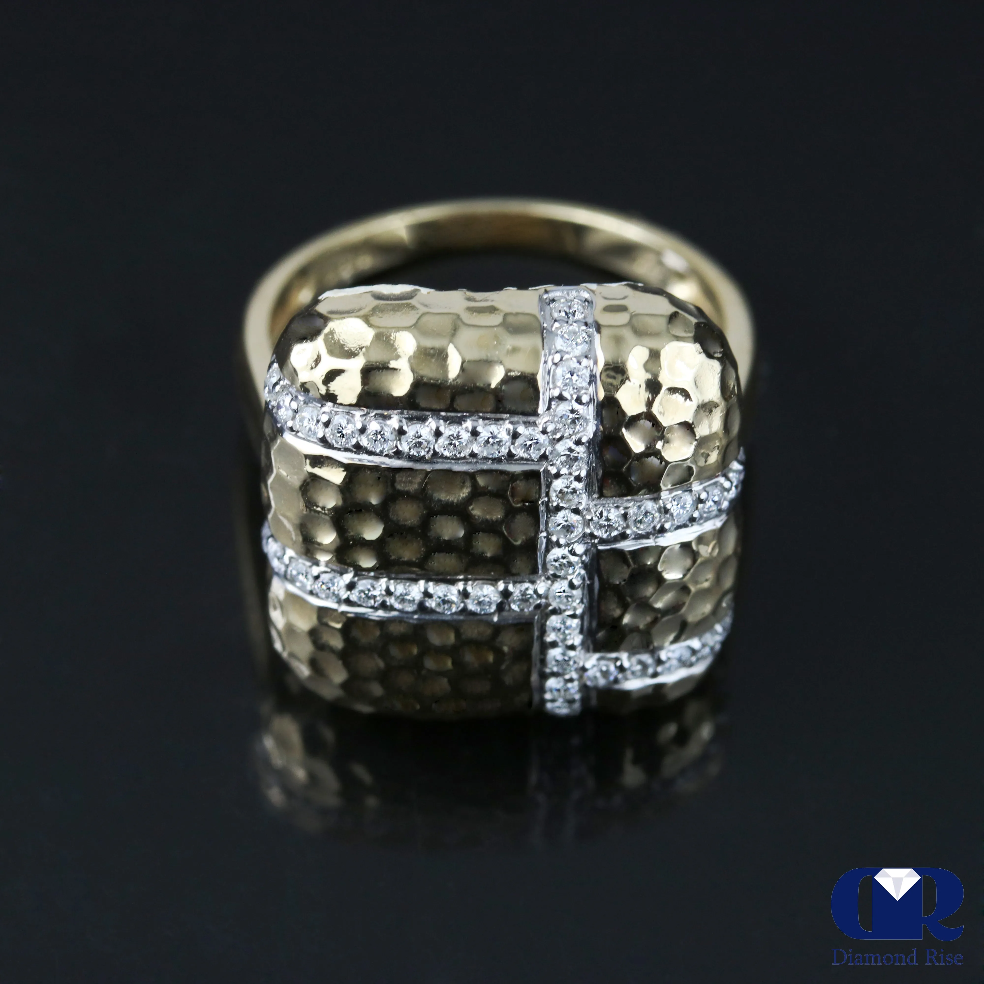 Diamond Cocktail Ring Maze Style In 14K Gold