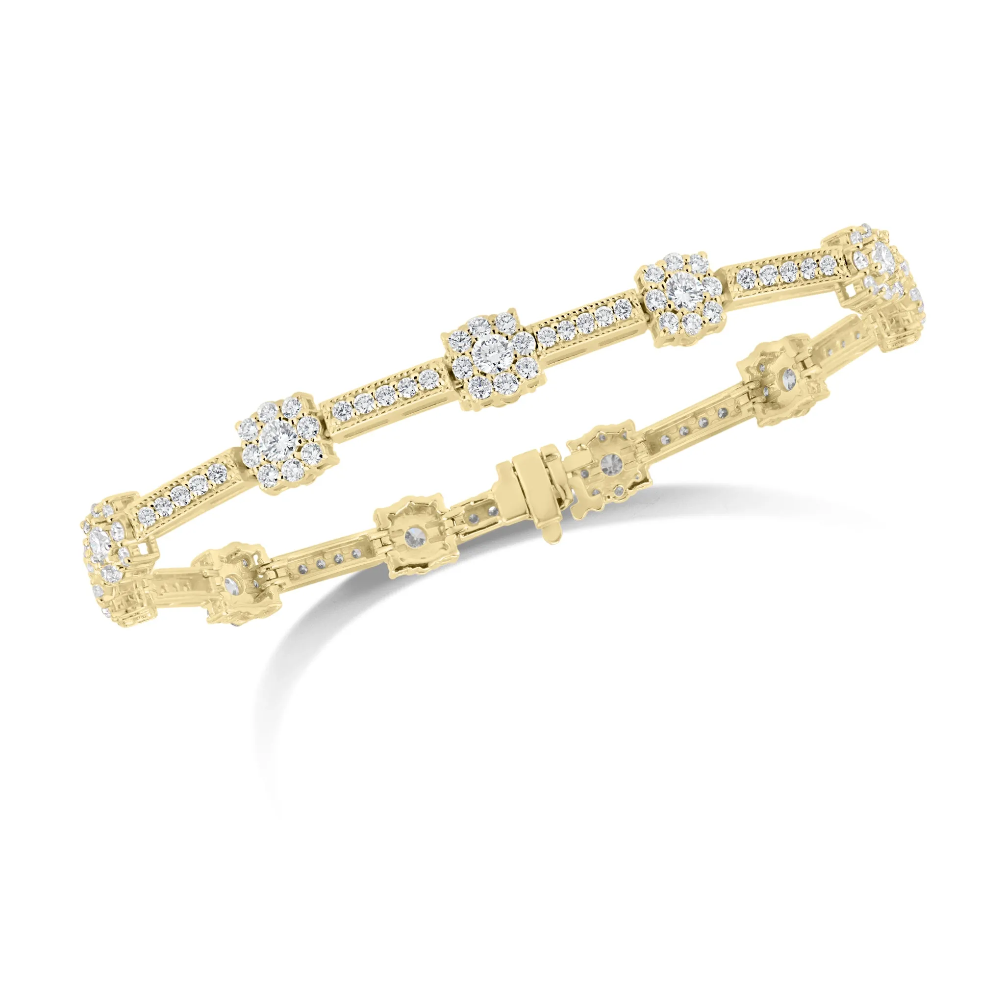 Diamond Cushion Milgrain Link Bracelet