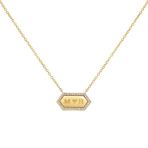 Diamond Hex Engravable Tag Necklace