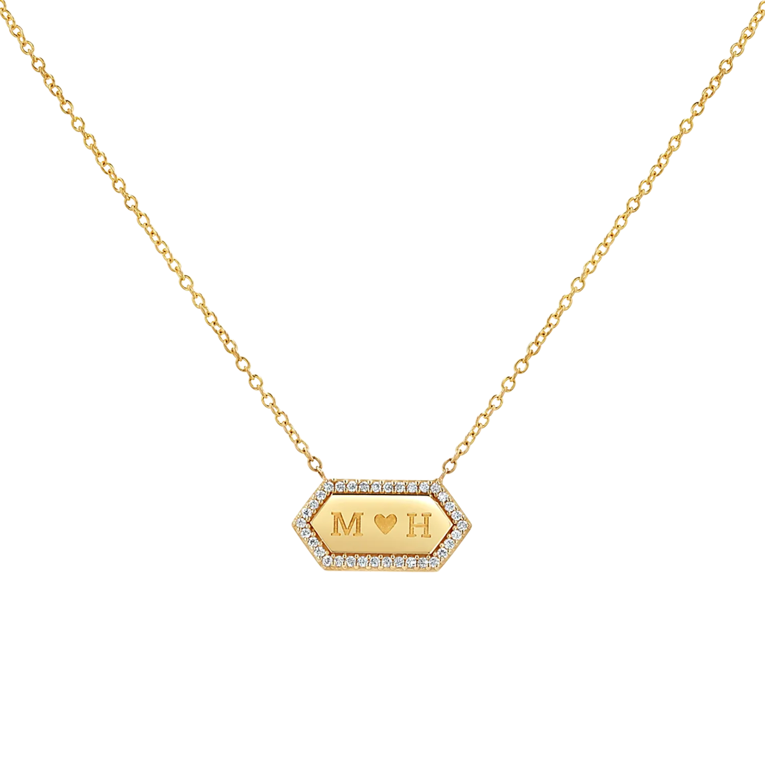 Diamond Hex Engravable Tag Necklace