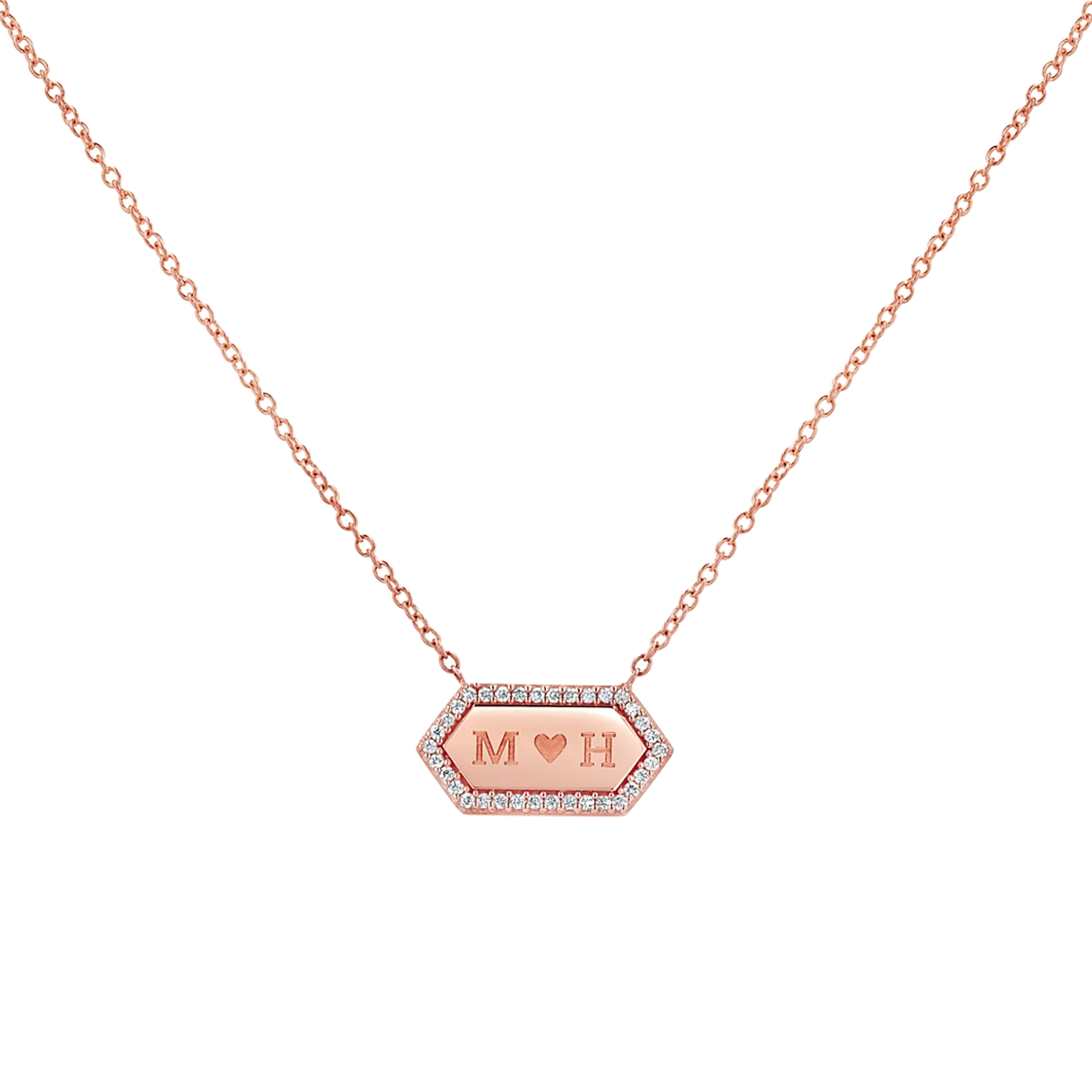 Diamond Hex Engravable Tag Necklace