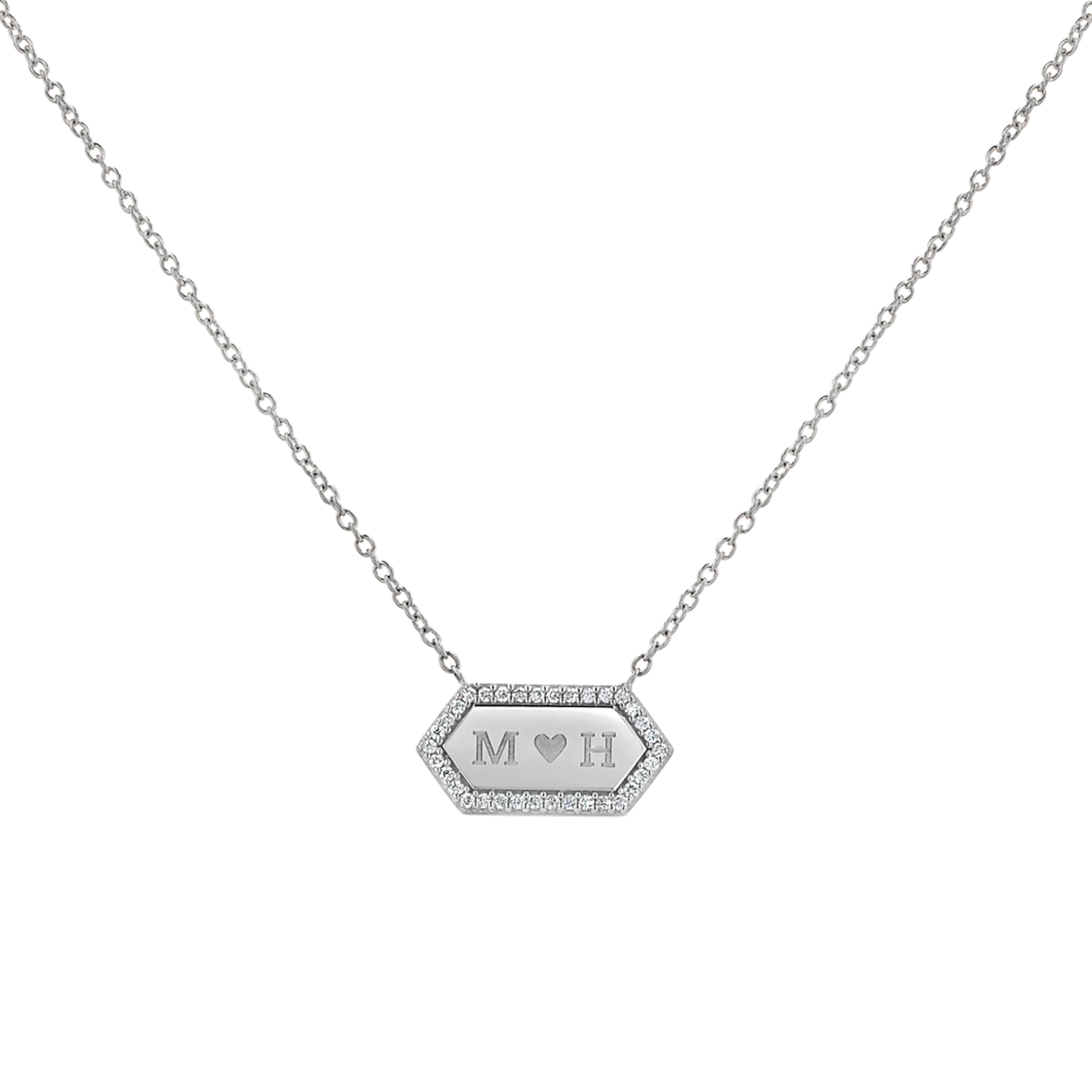 Diamond Hex Engravable Tag Necklace