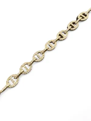 DIAMOND OPEN LINK YELLOW GOLD  BRACELET