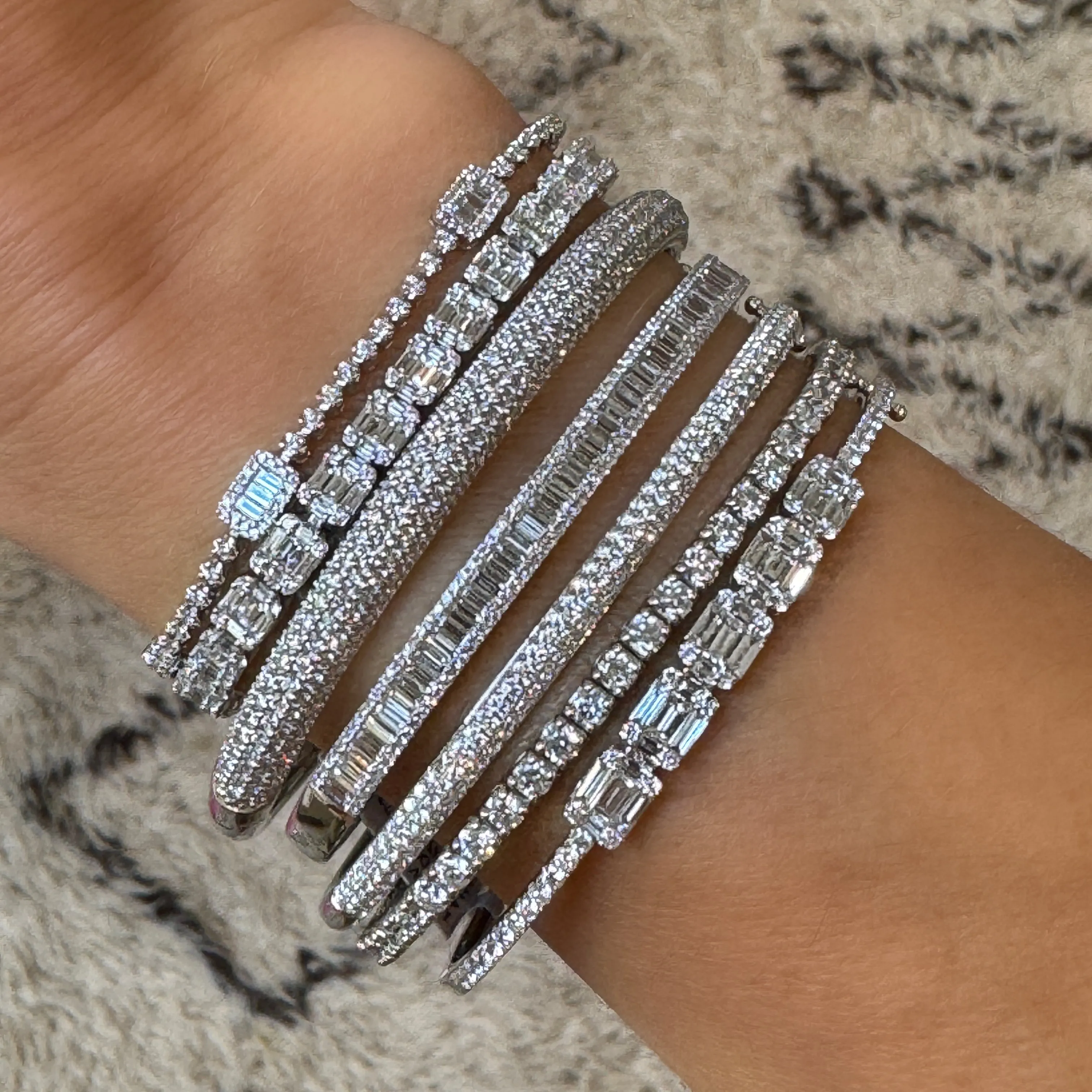 Diamond Pave Stacking Bangle Bracelet