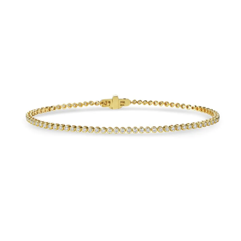 Diamond Tennis Bracelet (1.00 ct.) Bezel Setting in 14K Gold