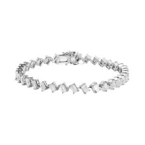 Edgy Sideways Emerald Cut Diamond Eternity Bracelet