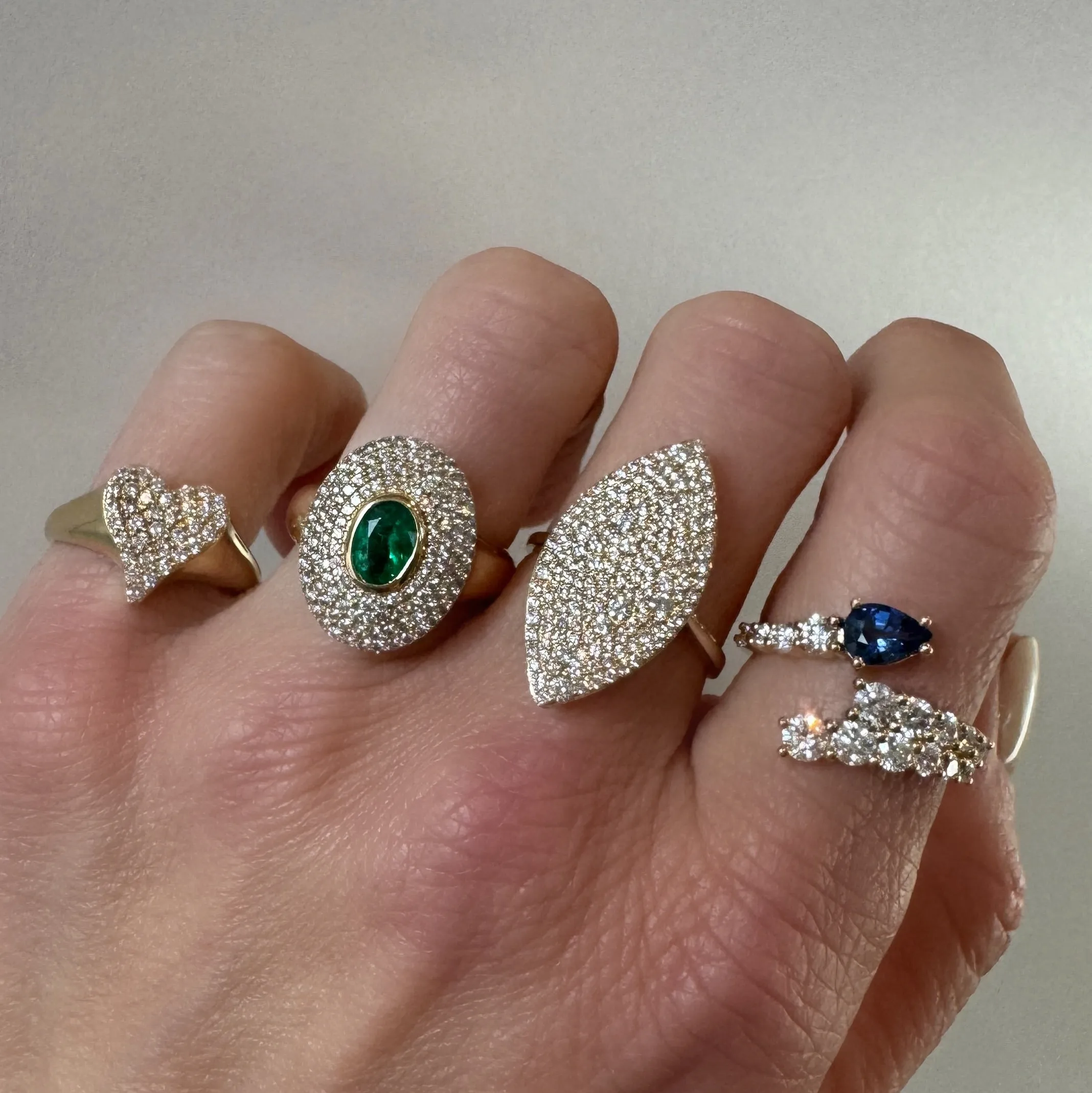 Emerald & Pave Diamond Cocktail Ring