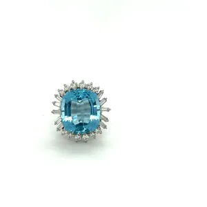 Estate Aquamarine   Diamond Cocktail Ring