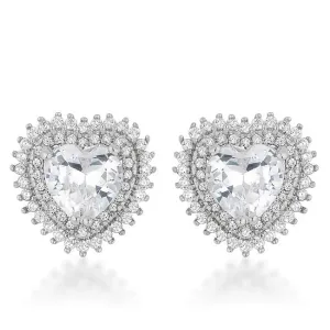 Fae 14mm Halo Heart Romantic Stud Earrings | 4.5ct