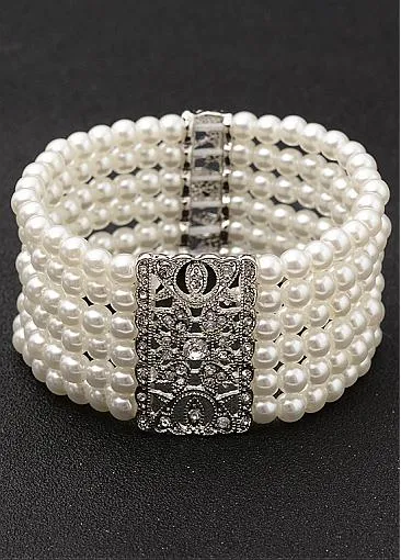 Fancy Bracelets With Rhinestones & Pearls Captivating Alloy